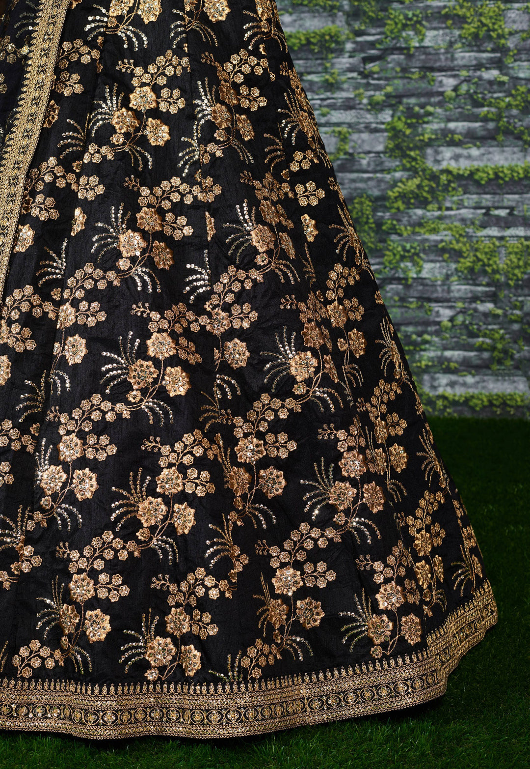 Black Color Thai Silk With Zari And Sequins Embroiderey Work Lehenga Choli
