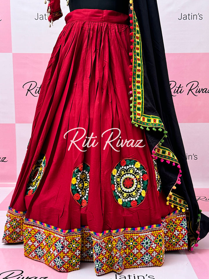Maroon Color Patch and Codi work Navratri Lehenga Choli, Indian Ethnic Wear, Indian Lehenga Choli, Garba Lehenga Choli, Embroidery Lehenga