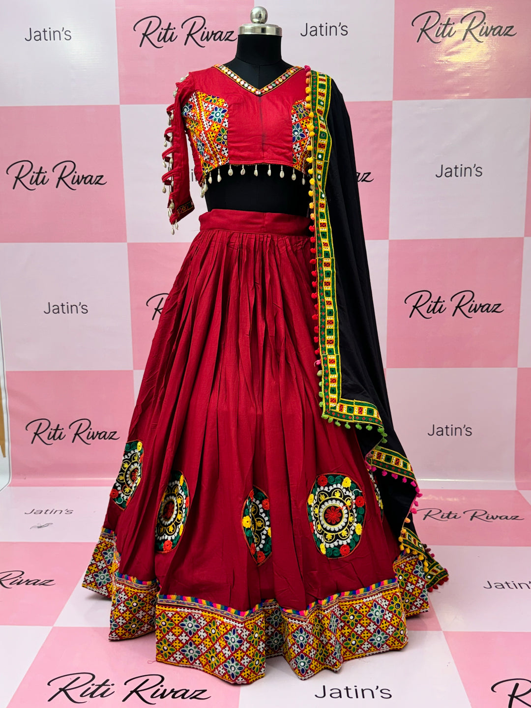 Maroon Color Patch and Codi work Navratri Lehenga Choli, Indian Ethnic Wear, Indian Lehenga Choli, Garba Lehenga Choli, Embroidery Lehenga