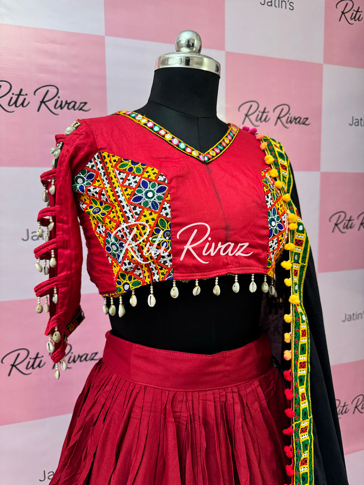 Maroon Color Patch and Codi work Navratri Lehenga Choli, Indian Ethnic Wear, Indian Lehenga Choli, Garba Lehenga Choli, Embroidery Lehenga