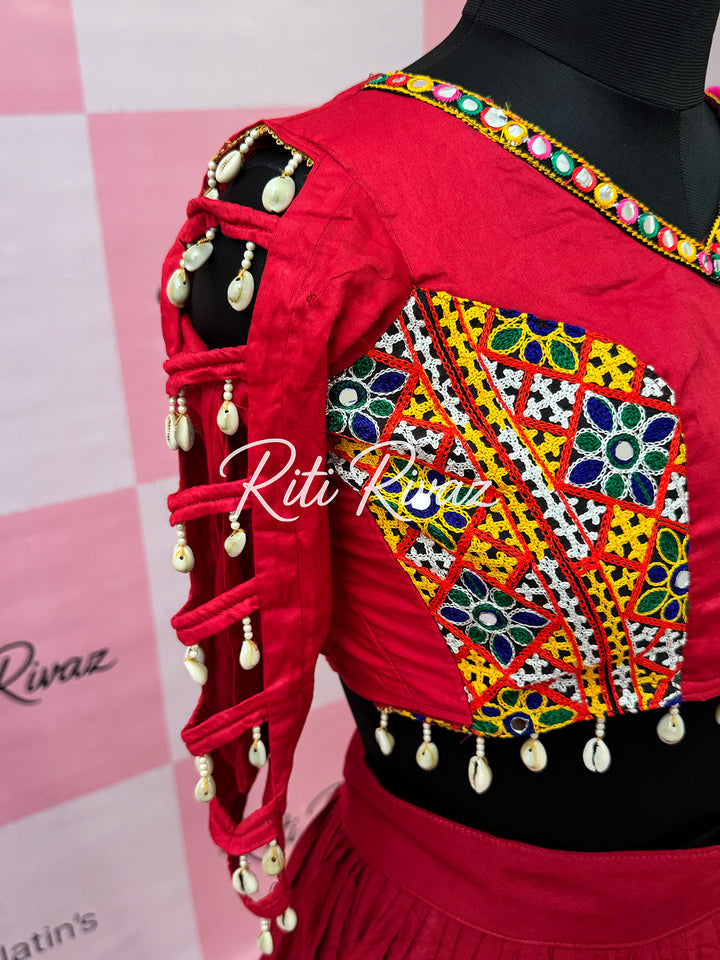 Maroon Color Patch and Codi work Navratri Lehenga Choli, Indian Ethnic Wear, Indian Lehenga Choli, Garba Lehenga Choli, Embroidery Lehenga