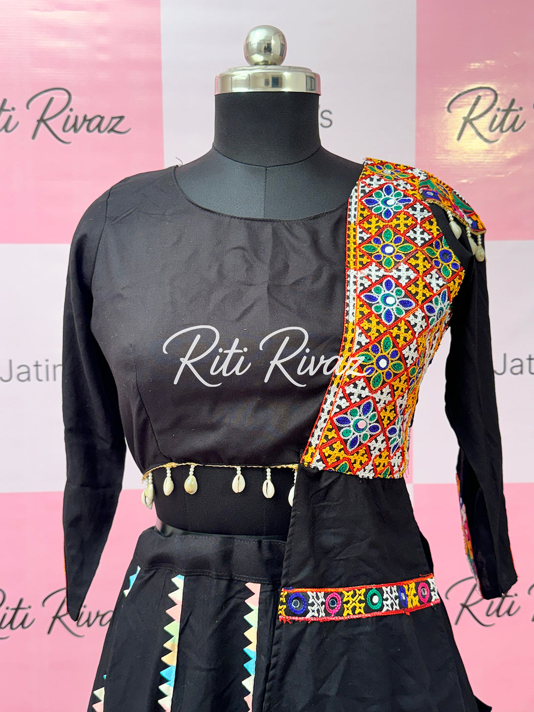 Black color Navratri special Gamthi and kodi work lehenga choli, Navratri Lehenga, Navratri Choli, Navratri Outfit, Navratri Collection