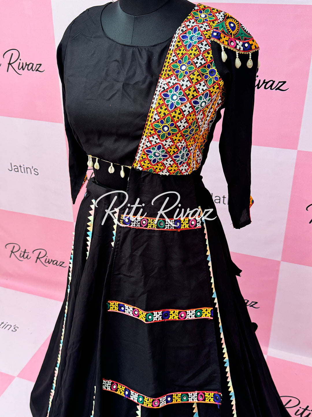 Black color Navratri special Gamthi and kodi work lehenga choli, Navratri Lehenga, Navratri Choli, Navratri Outfit, Navratri Collection