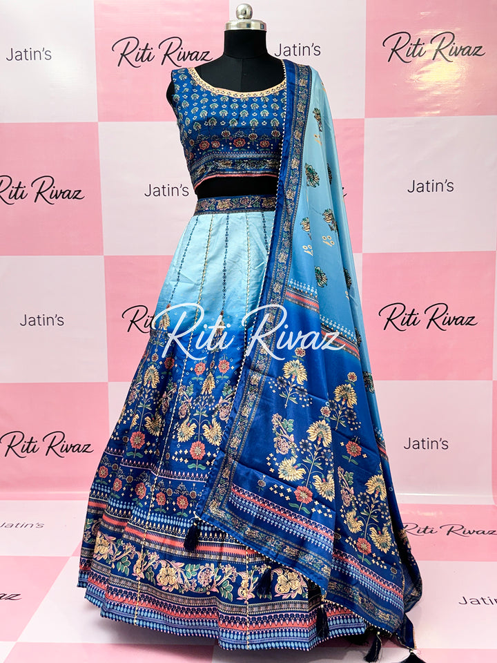 Beautiful Floral Print Art silk Printed With Gota Patti Work Lehenga Choli,,Lehenga Choli, Lehenga Love ,Lehenga Goals, ,IndianWear