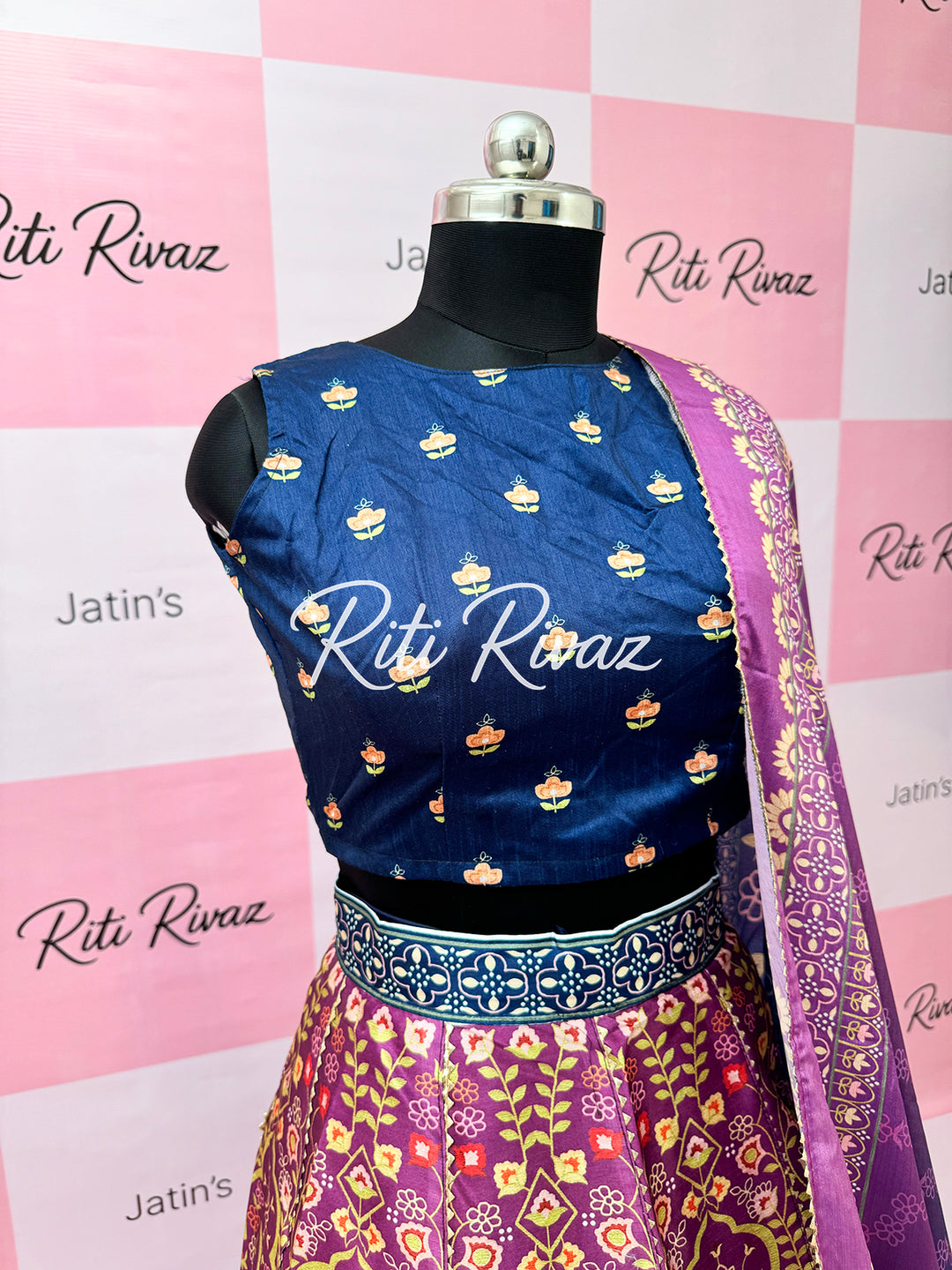 Multi Color Art Silk Exclusive Printed lehenga with Floral and Geometric combination