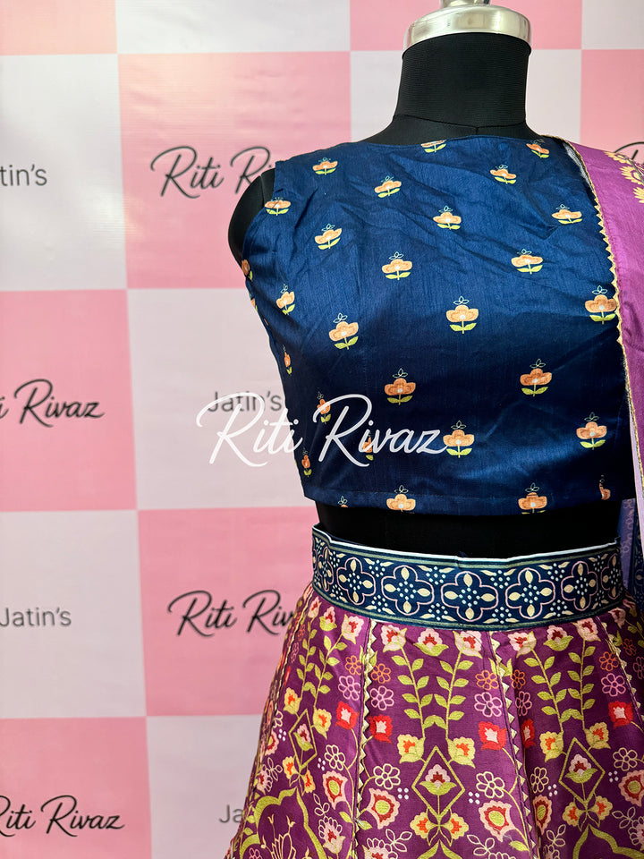 Multi Color Art Silk Exclusive Printed lehenga with Floral and Geometric combination