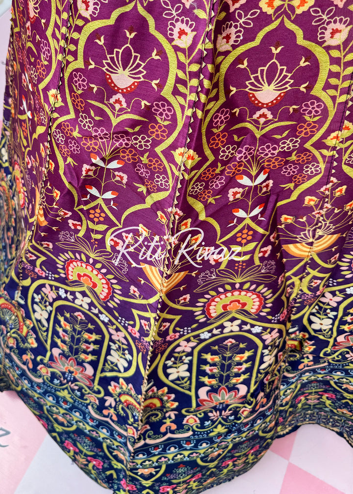 Multi Color Art Silk Exclusive Printed lehenga with Floral and Geometric combination