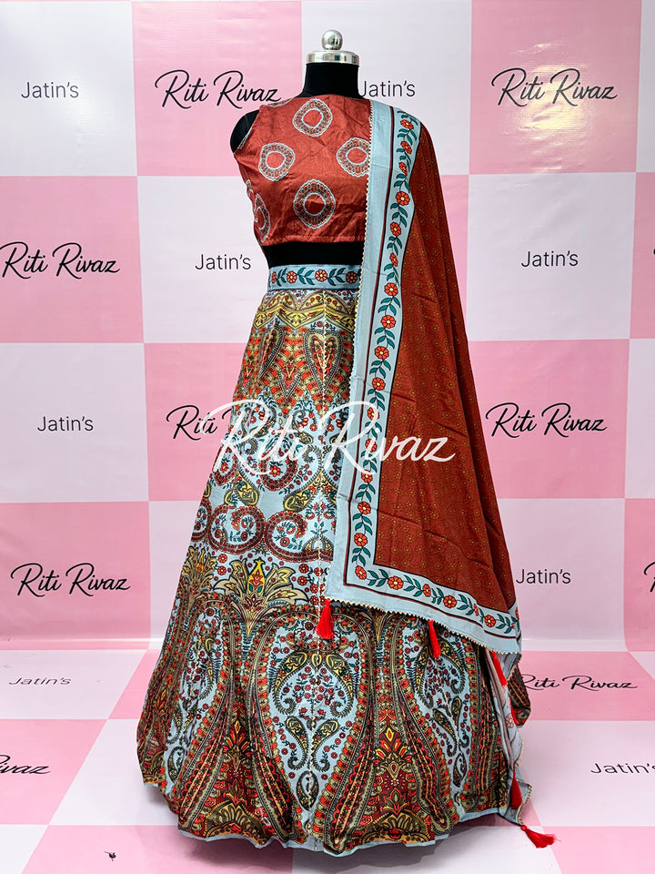 Traditional Multi color lehenga with unstitched blouse for women