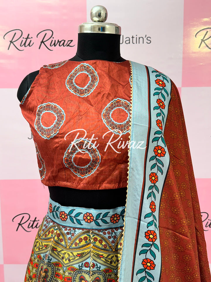 Traditional Multi color lehenga with unstitched blouse for women