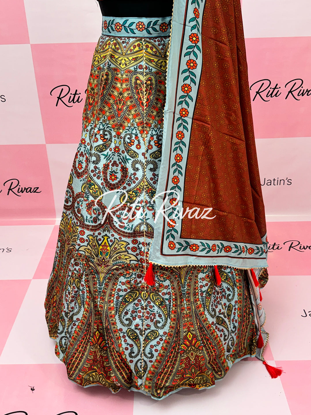 Traditional Multi color lehenga with unstitched blouse for women