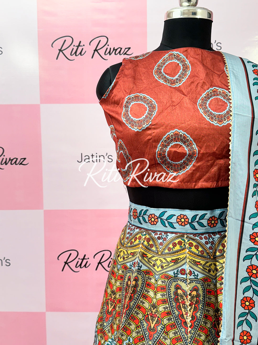 Traditional Multi color lehenga with unstitched blouse for women