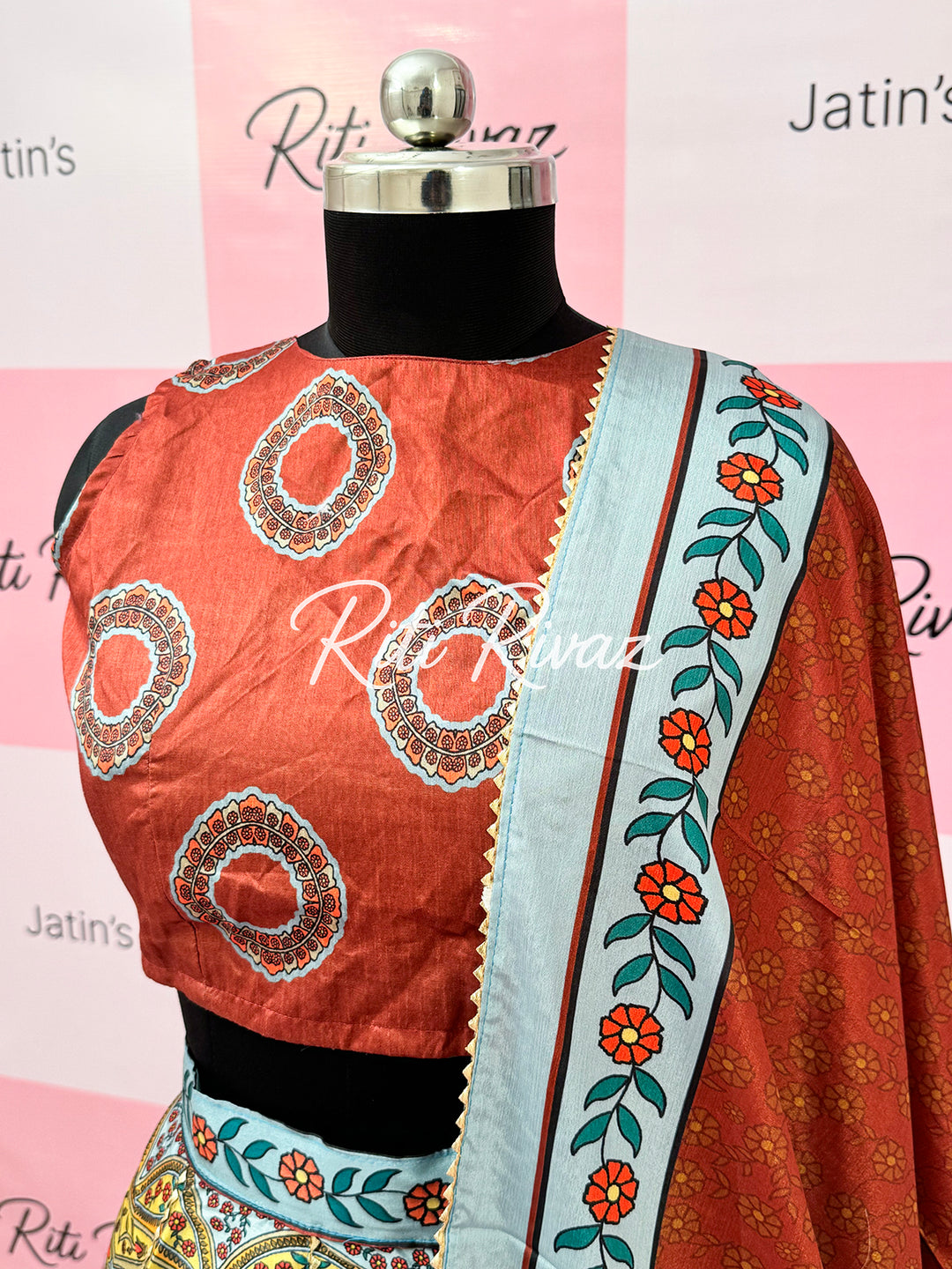 Traditional Multi color lehenga with unstitched blouse for women