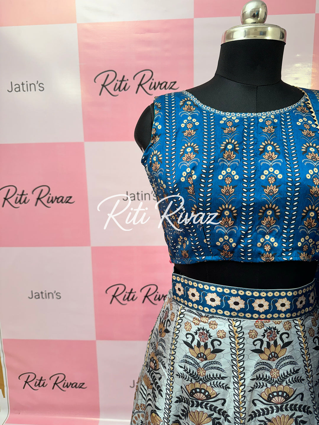 Glossy Blue color Art Silk Lehenga choli with gotta patti work
