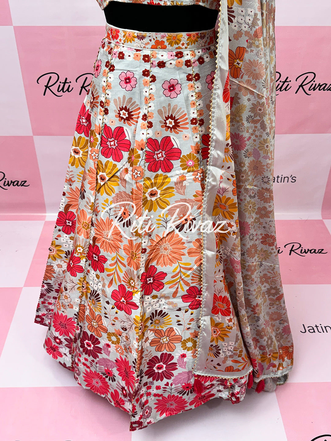 Stylish Art Silk Floral print Bridal Lehenga Choli Set – Ethnic Indian Wear for Navratri