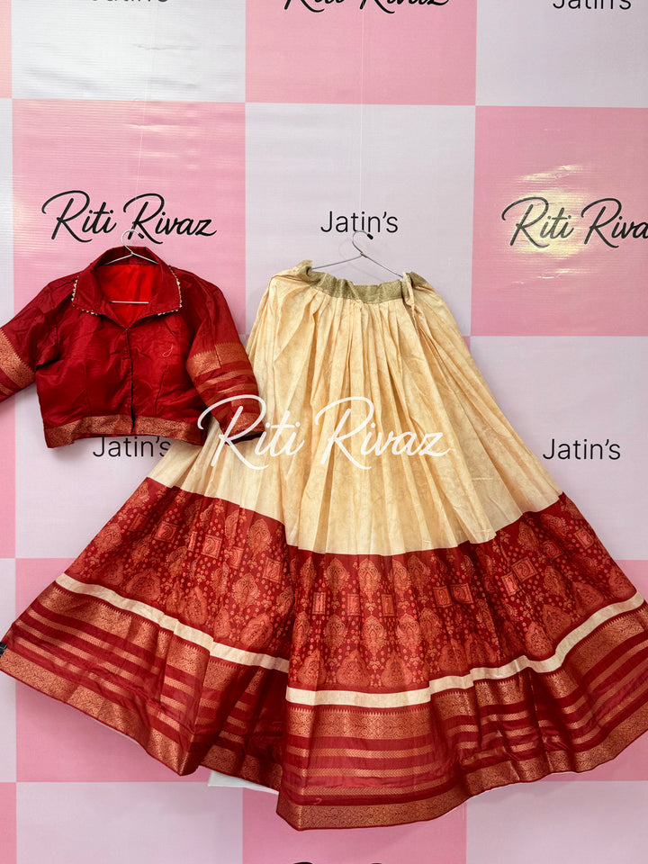 Maroon and Cream Color Soft Silk Printed Navratri Special Lehenga Choli for women