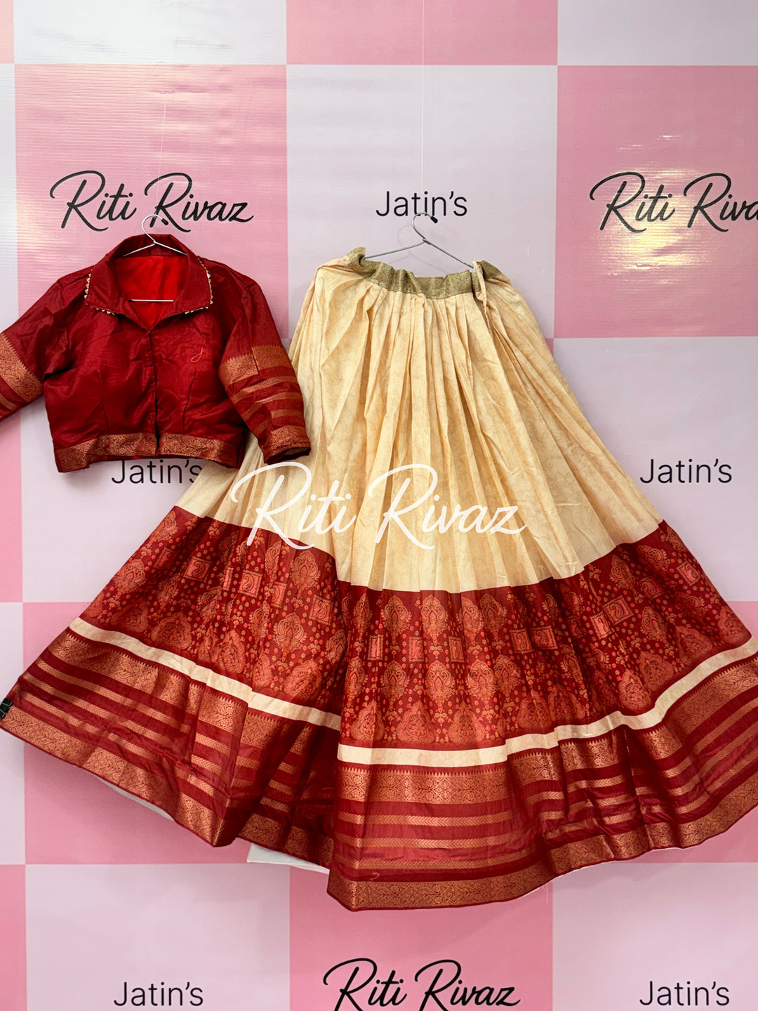 Maroon and Cream Color Soft Silk Printed Navratri Special Lehenga Choli for women