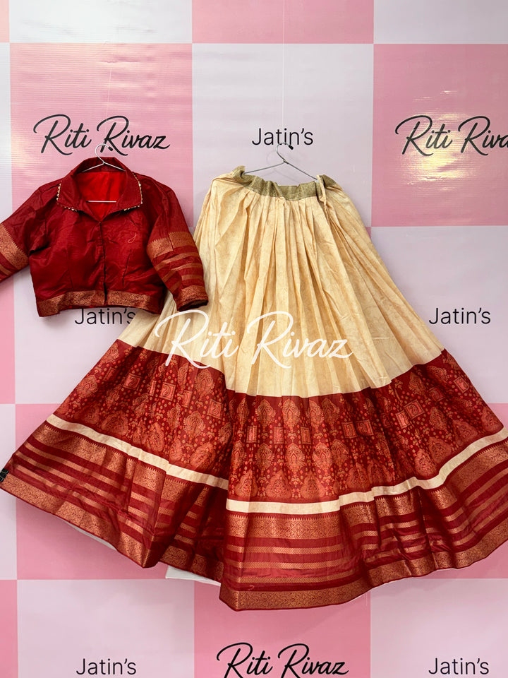 Maroon and Cream Color Soft Silk Printed Navratri Special Lehenga Choli for women