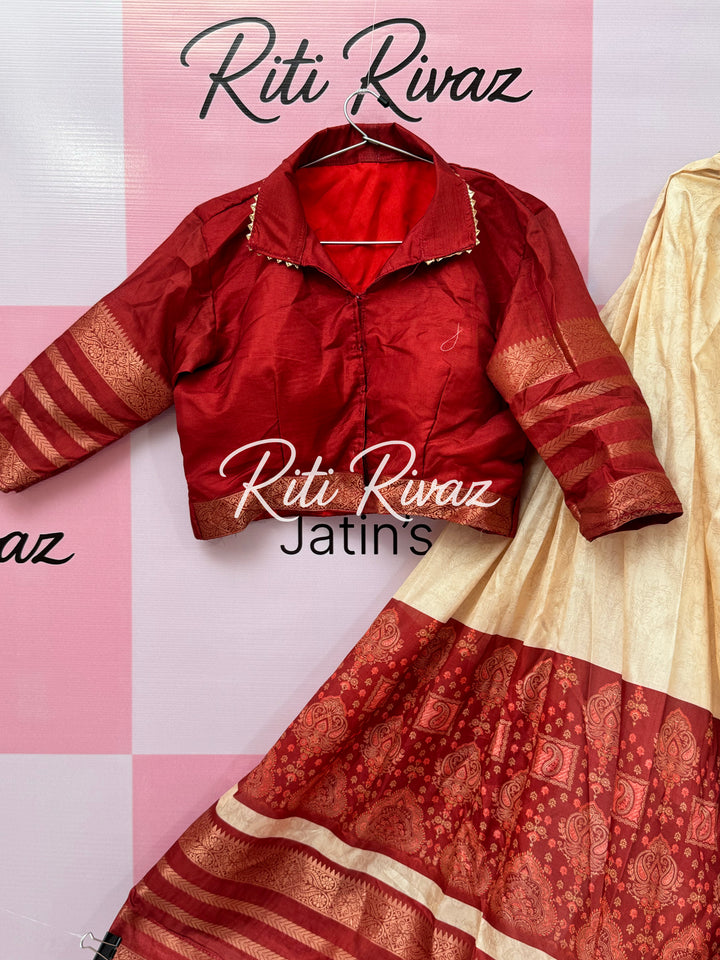 Maroon and Cream Color Soft Silk Printed Navratri Special Lehenga Choli for women