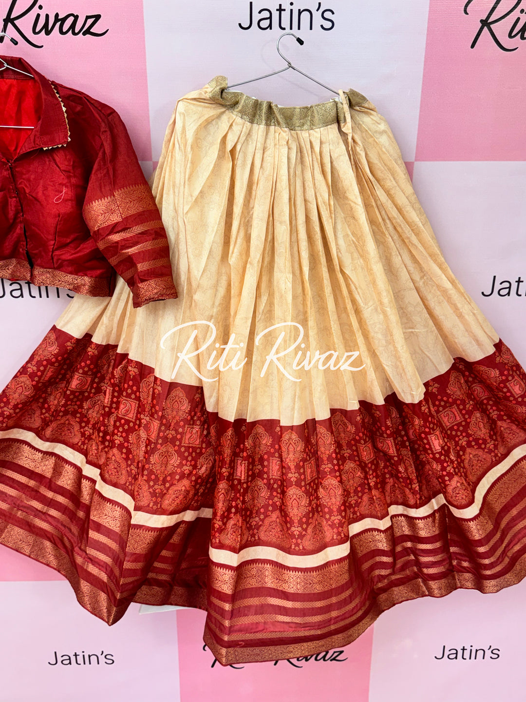 Maroon and Cream Color Soft Silk Printed Navratri Special Lehenga Choli for women