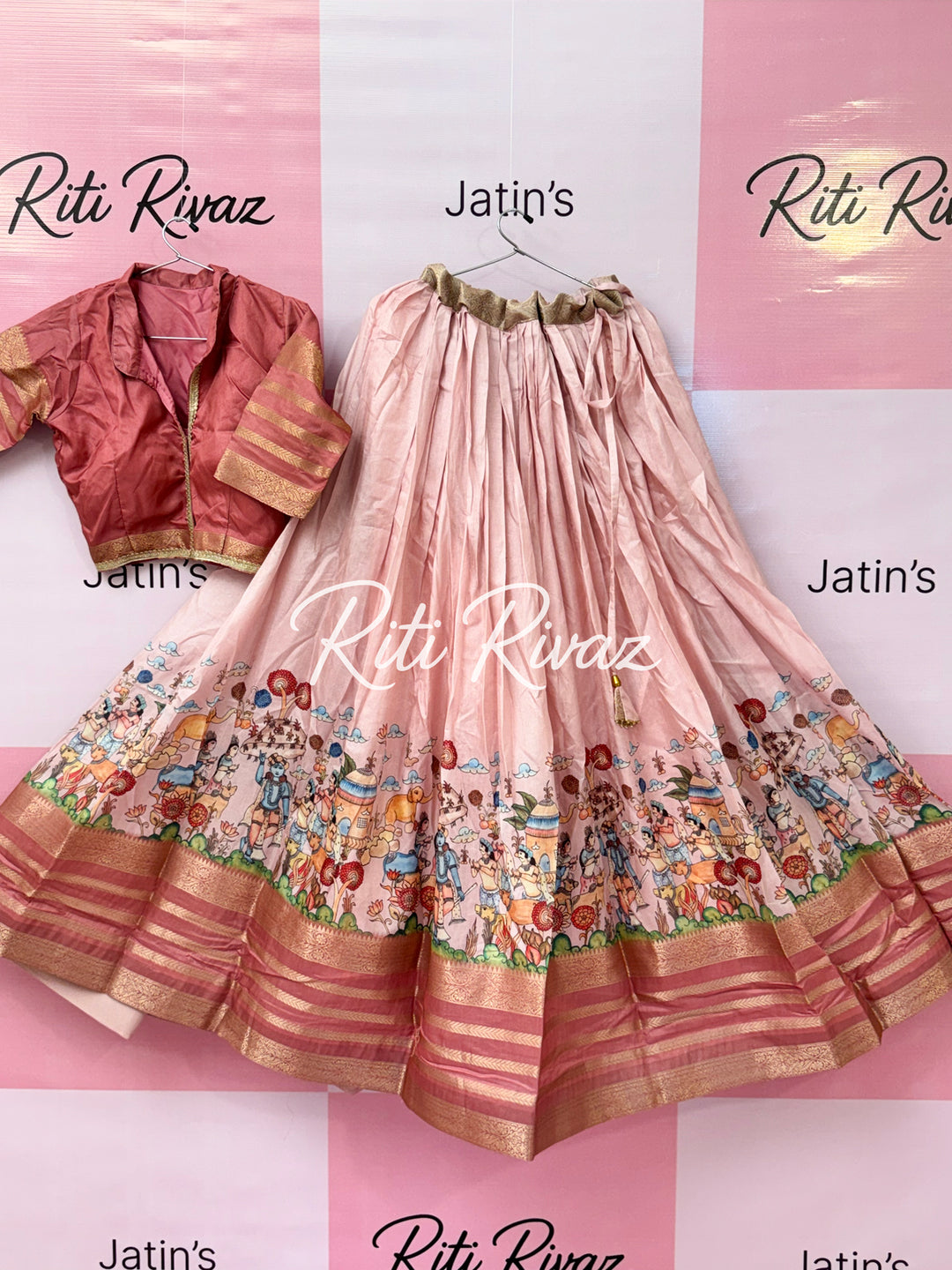 Baby Pink Color Soft Silk Beautiful Prints Navratri Special Lehenga Choli for women