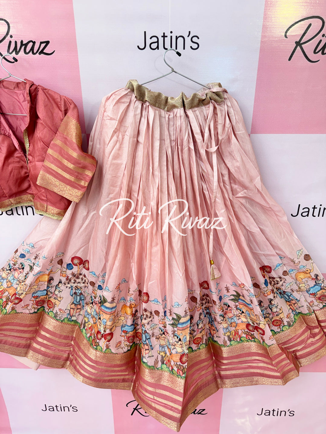 Baby Pink Color Soft Silk Beautiful Prints Navratri Special Lehenga Choli for women