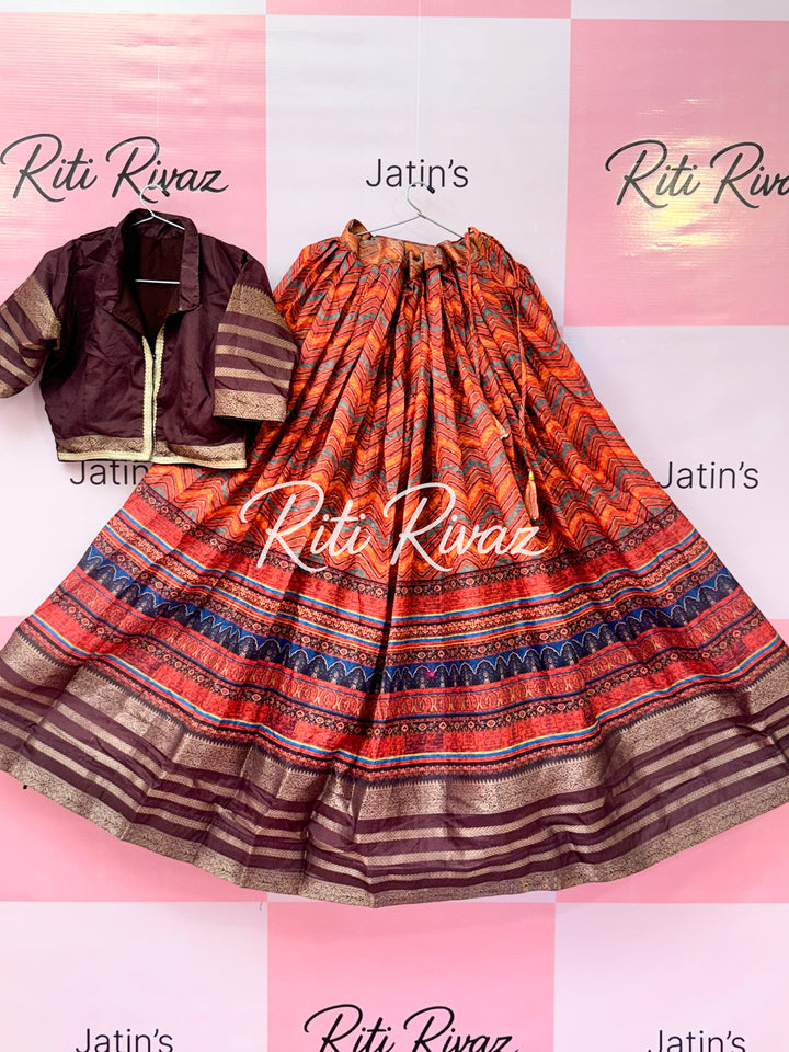 Multi Color Soft Silk Zig-Zag Prints Navratri Special Lehenga Choli for women