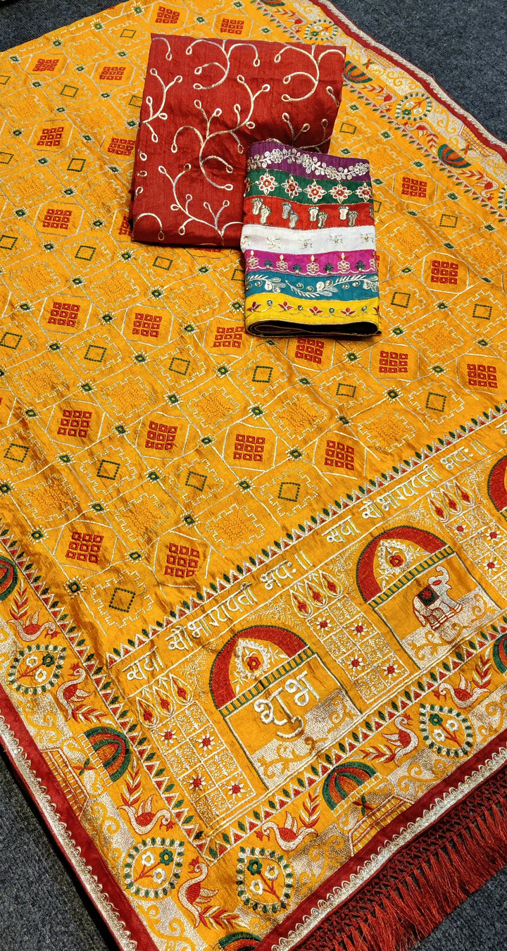 Shubh Laabh Yellow Panetar Patola wedding And Party Wear Saree
