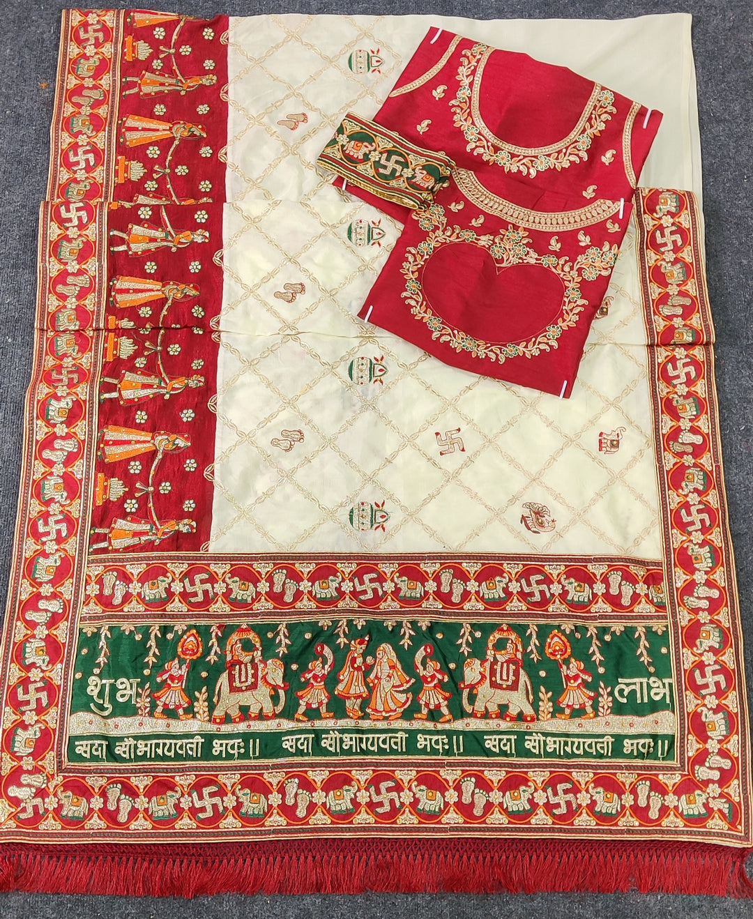 Shubh Laabh Off White Panetar Patola Saree | Wedding | Special Occasion | Puja | Baby Shower