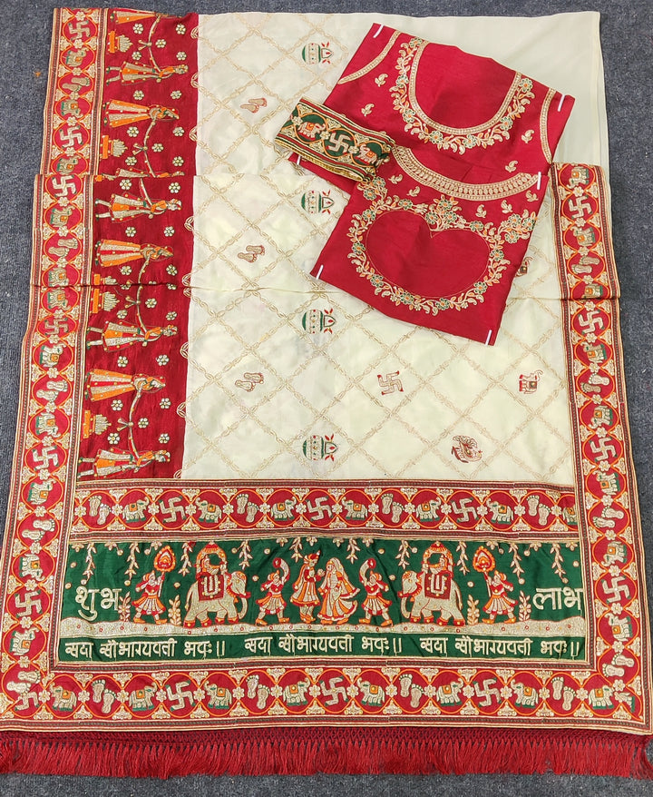 Shubh Laabh Off White Panetar Patola Saree | Wedding | Special Occasion | Puja | Baby Shower