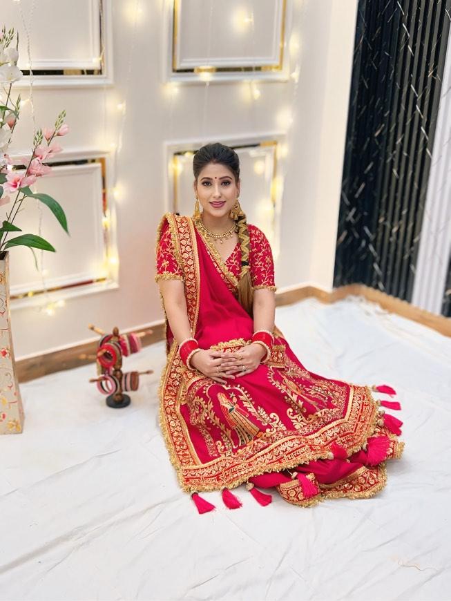 Wedding Special Pink Gold Panetar Saree With Blouse