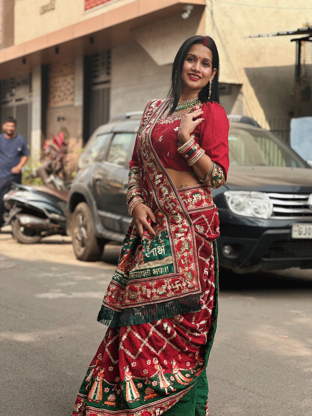 Shubh Laabh Maroon Panetar Patola Saree | Wedding | Special Occasion | Puja | Baby Shower