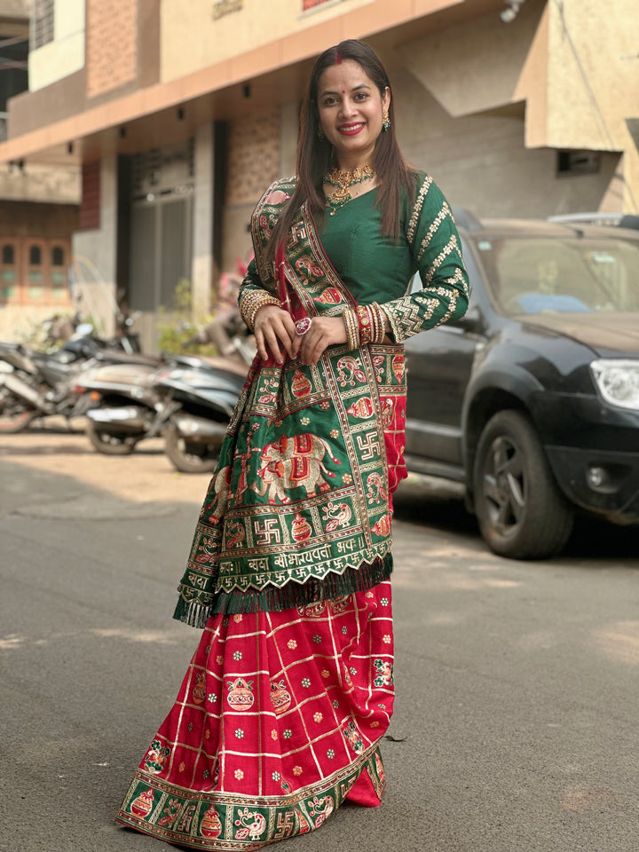 Red Colour Embroiderd Panter Patola Saree For Special Occasion