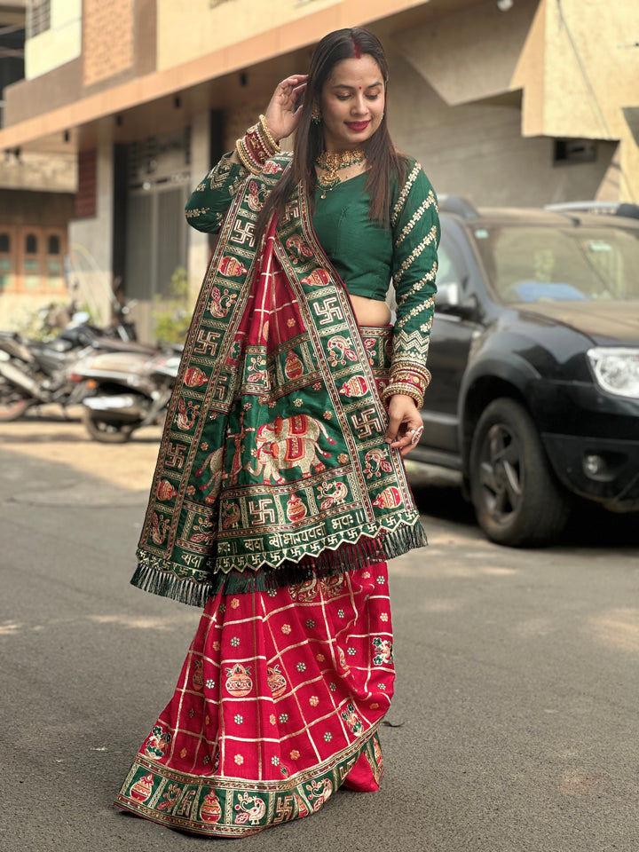 Red Colour Embroiderd Panter Patola Saree For Special Occasion