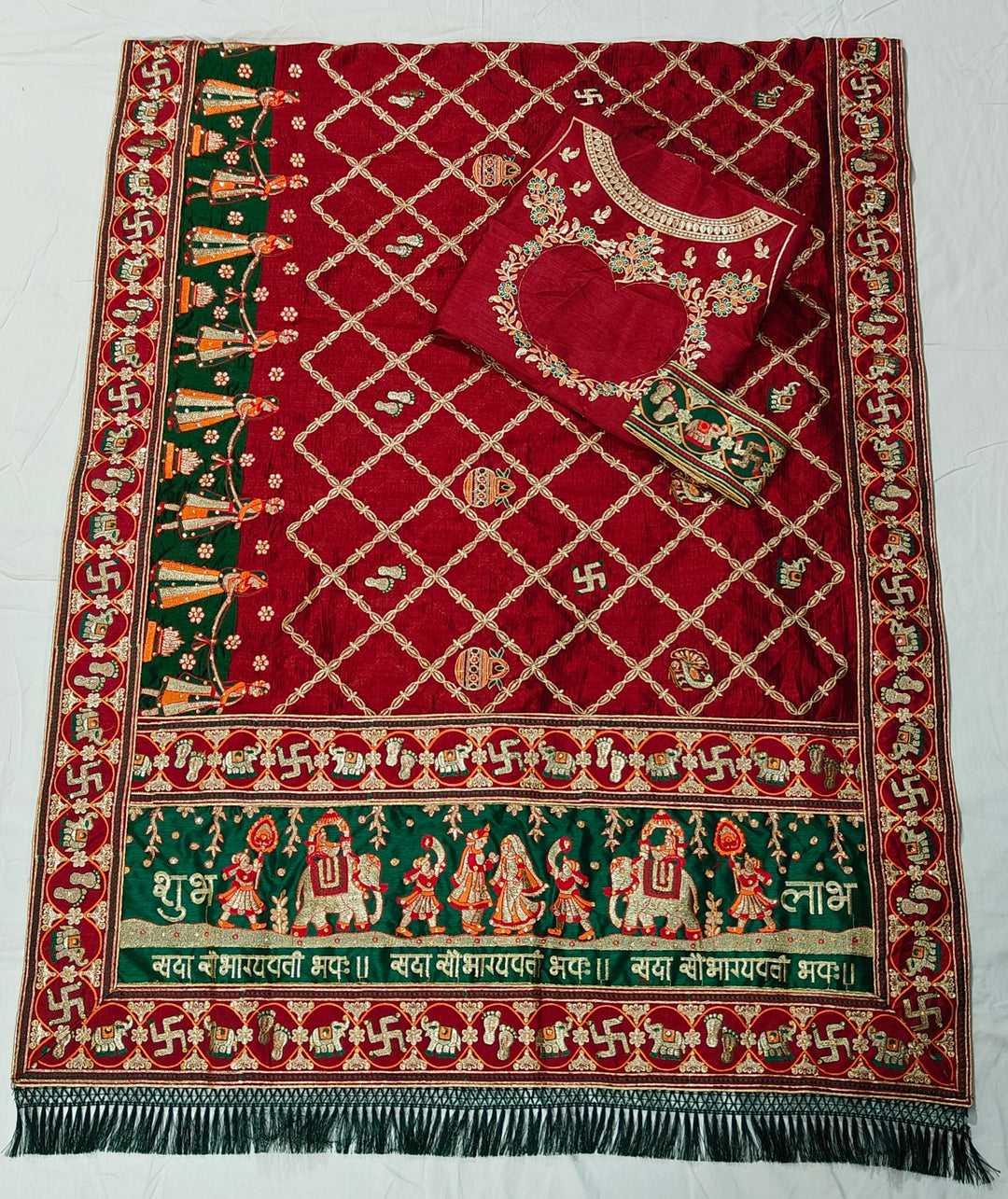Shubh Laabh Maroon Panetar Patola Saree | Wedding | Special Occasion | Puja | Baby Shower