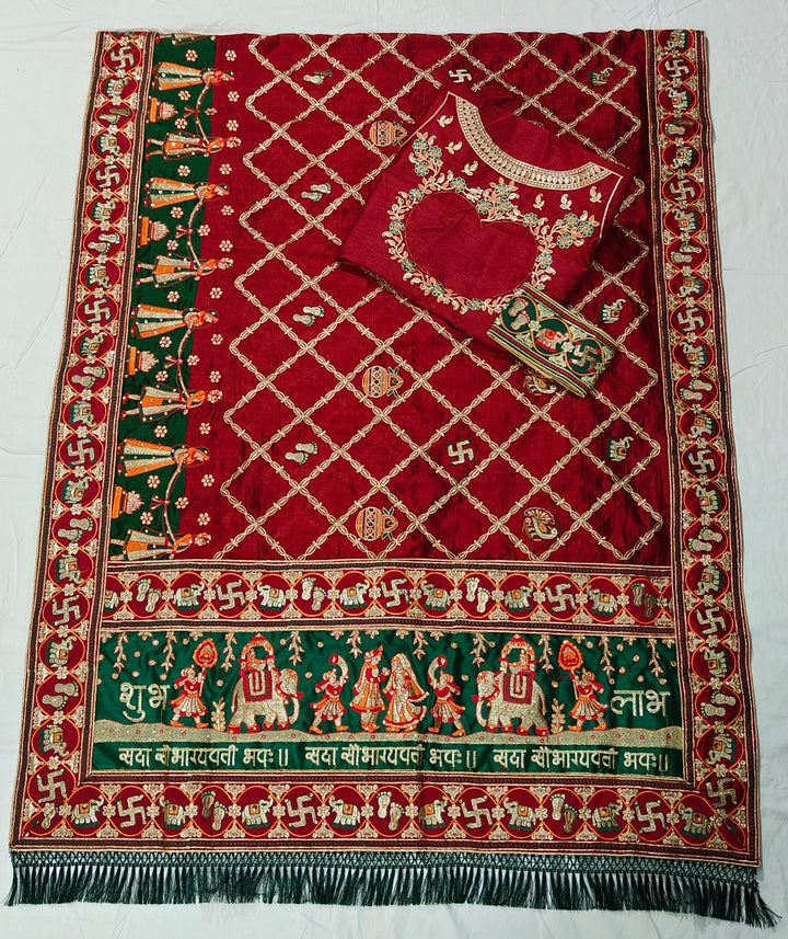 Shubh Laabh Maroon Panetar Patola Saree | Wedding | Special Occasion | Puja | Baby Shower