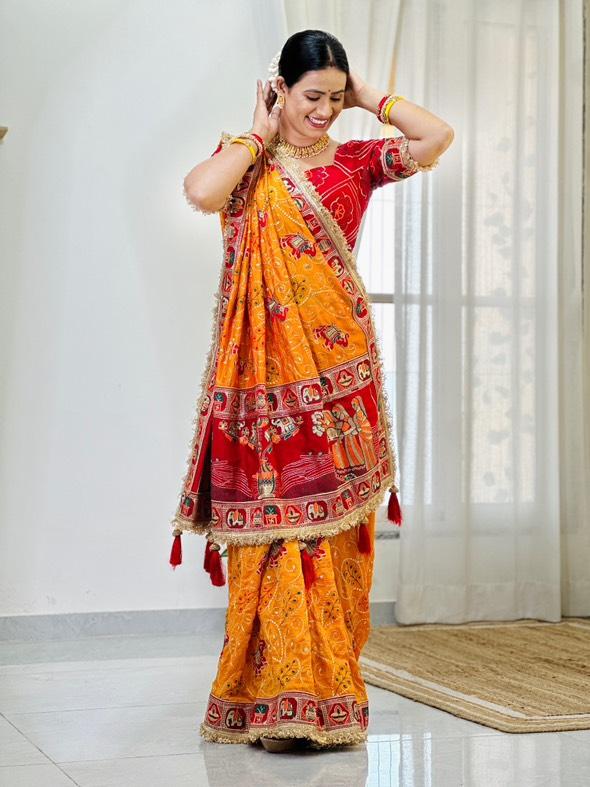 Yellow Colour Vat Savitri Special Embroidered Saree