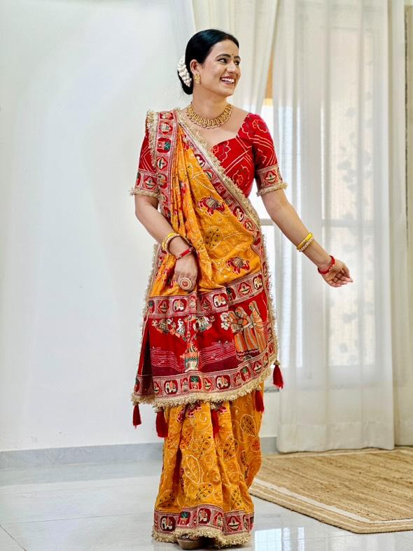 Yellow Colour Vat Savitri Special Embroidered Saree