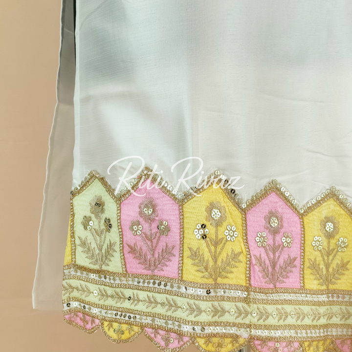 Traditional Look White Color Silk Fabric Embroidered Top, Bottom, Dupatta Ready to wear Festive Wear Salwar Suit For Women, Daily Wear