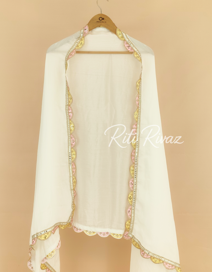 Traditional Look White Color Silk Fabric Embroidered Top, Bottom, Dupatta Ready to wear Festive Wear Salwar Suit For Women, Daily Wear