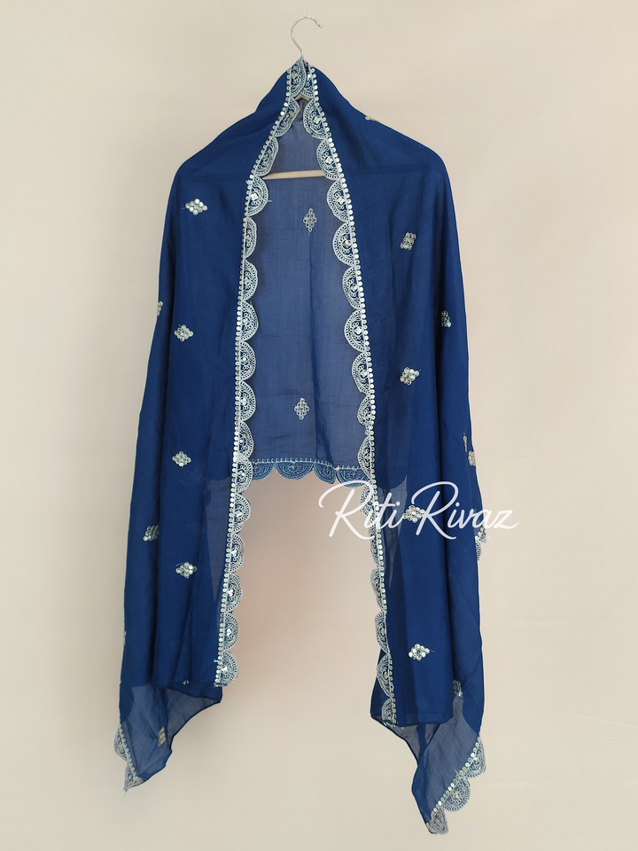 Stylish Pakistani Blue Color Vichitra Silk Embroidered Top, Bottom, Dupatta Ready to wear Festive Wear Salwar Suit For Women, Ethnic Wear