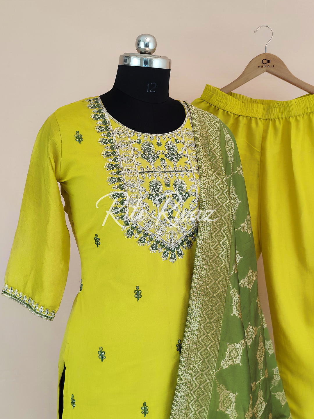 Traditional Look Yellow Color Jalpari Fabric Embroidered Top, Bottom, Dupatta Ready to wear Festive Wear Salwar Suit For Women