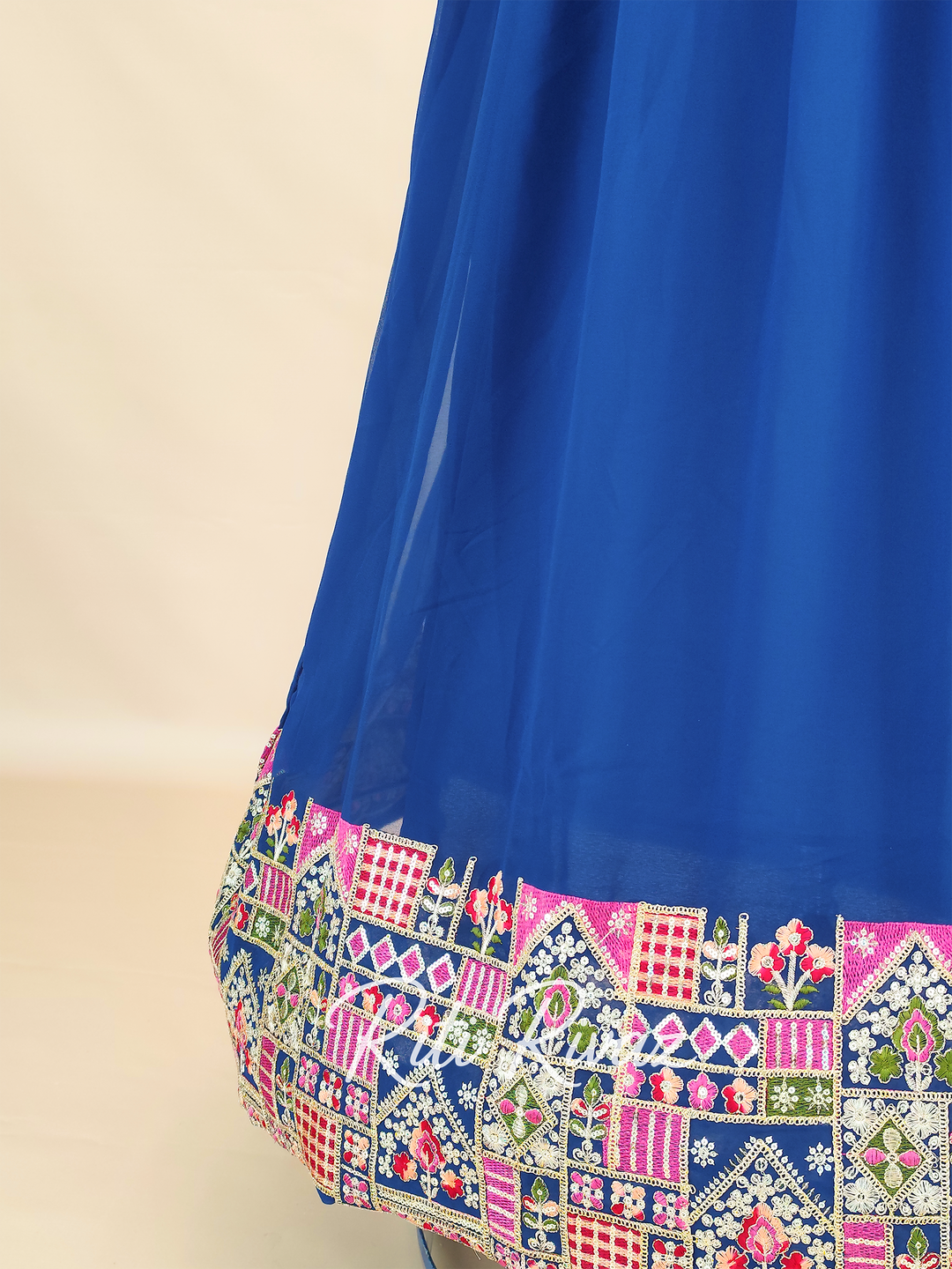 Blue Georgette Gown With Sequence Embroidery Work And Dupatta For Women, Anarkali Kurti, Long Flared Dress, Indian Wear Bridesmaid Dress