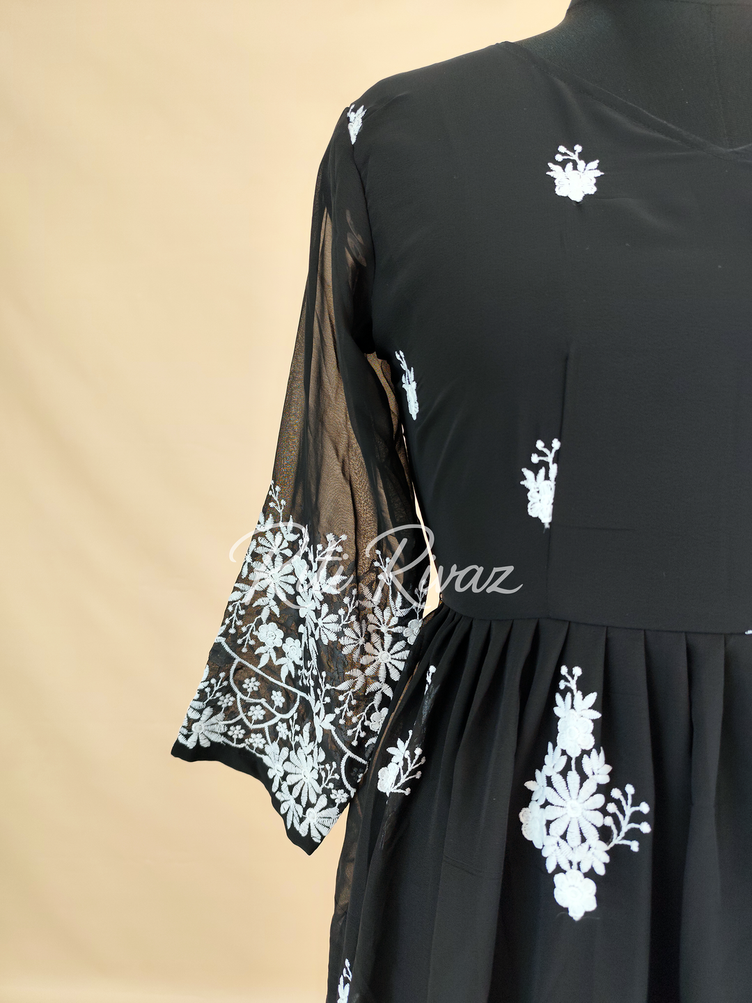 Black Georgette Gown With Sequence Embroidery Work And Dupatta For Women, Anarkali Kurti, Long Flared Dress, Indian Wear Bridesmaid Dress