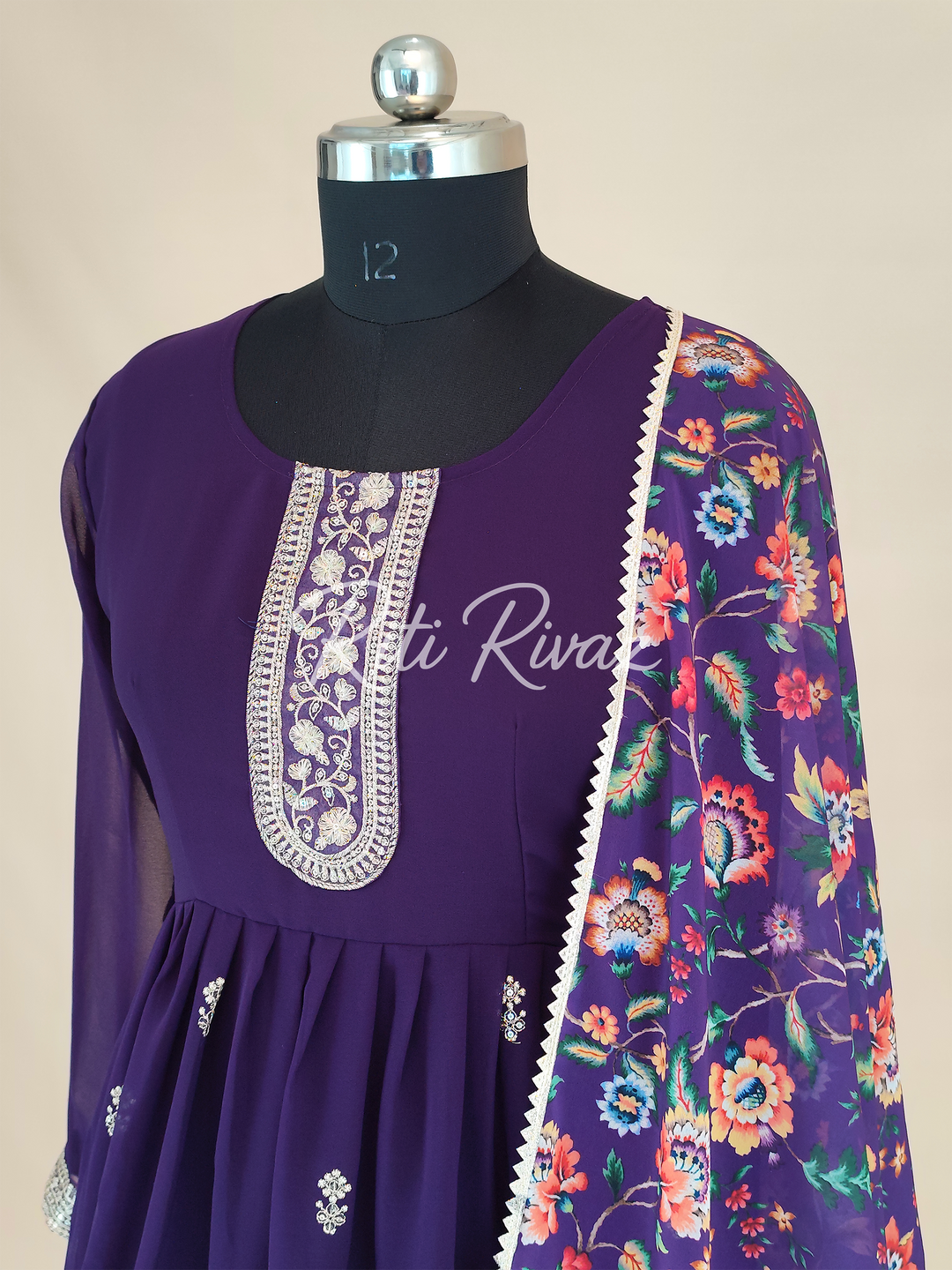 Indian Wear Purple Georgette Gown With Sequence Embroidery Work And Dupatta For Women, Ethnic Wear, Bridesmaid Gift, Formal Occasion Outfit