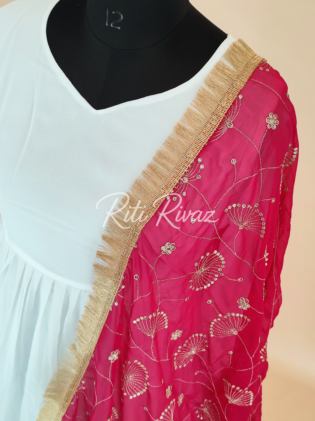 Indian Partywear White Georgette Anarkali Gown With Heavy Embroidery Sequence Work And Dupatta For Women, Designer Gown,Traditional Dress