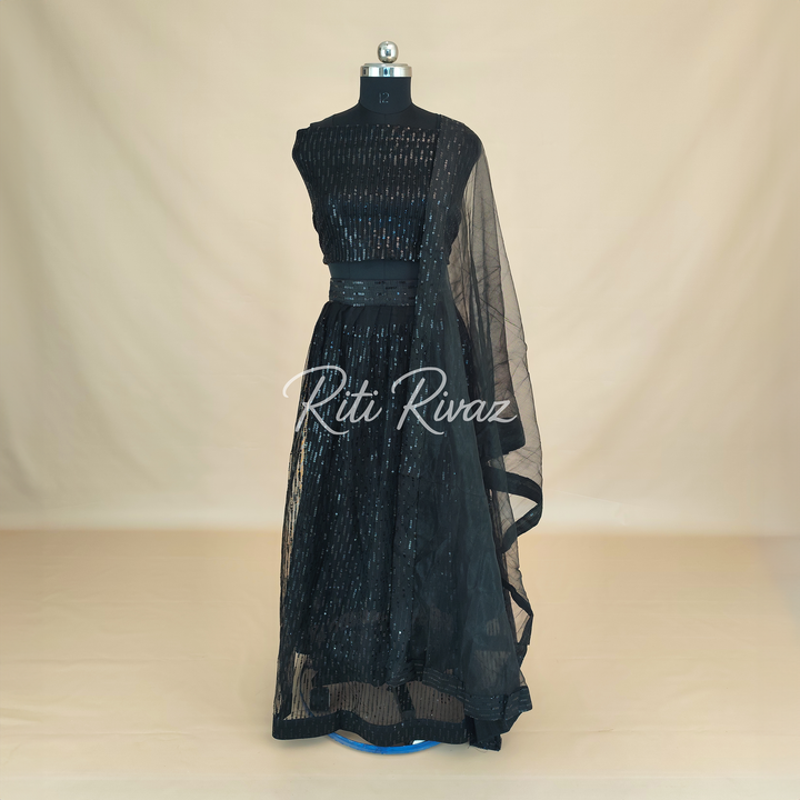 Black Color Soft Net all over Sequence work Lehenga Choli for women , Festive Lehenga, Lehenga Love, Indian Fashion ,Ethnic wear, Party wear