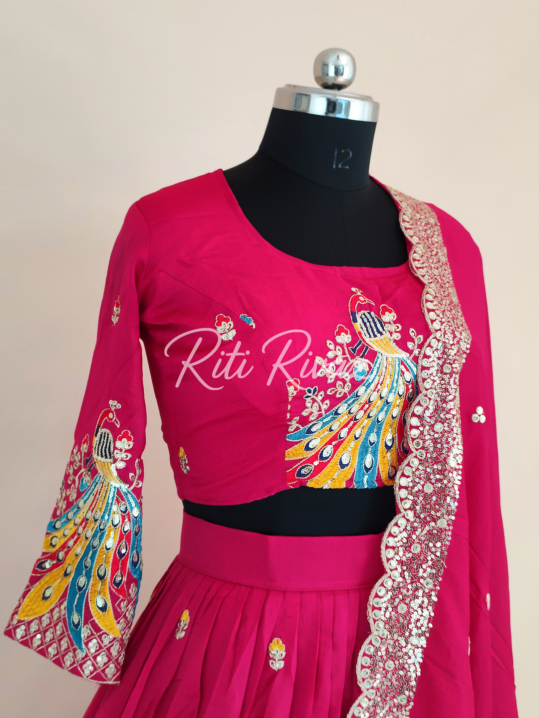 Pink Color Pure Vichitra Silk Heavy Embroidery Sequence And Thread Work Navratri Ready To Wear Lehenga Choli, Garba Lehenga, Stitched Choli