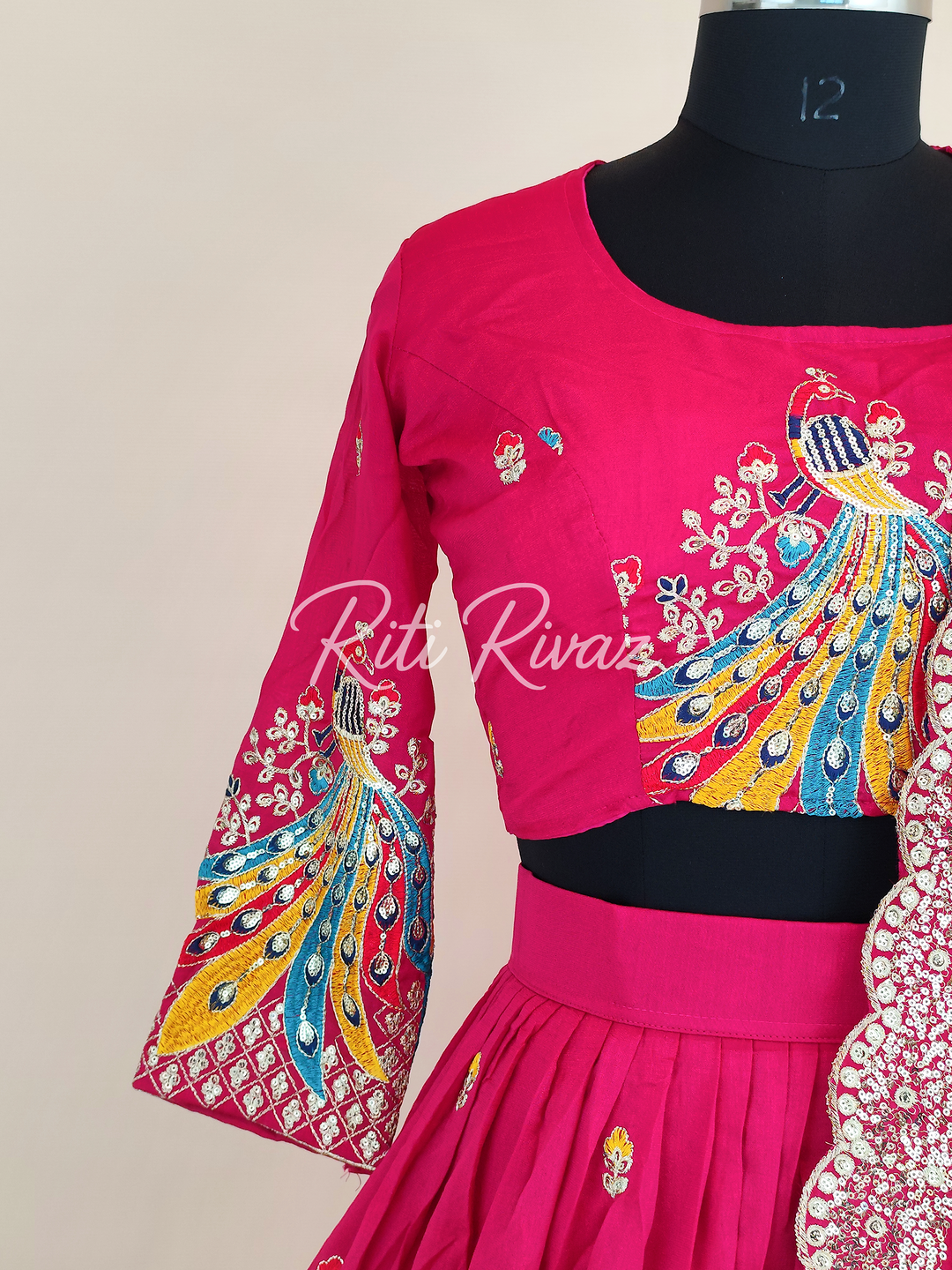 Pink Color Pure Vichitra Silk Heavy Embroidery Sequence And Thread Work Navratri Ready To Wear Lehenga Choli, Garba Lehenga, Stitched Choli