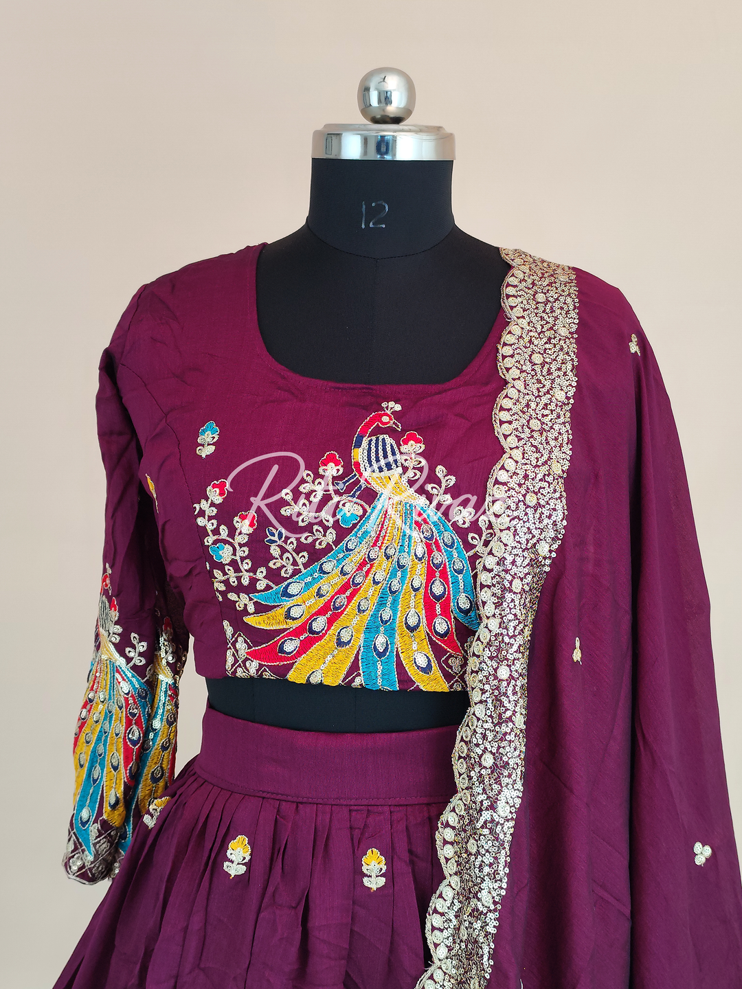 Maroon Color Pure Vichitra Silk Heavy Embroidery Sequence And Thread Work Navratri Ready To Wear Lehenga Choli, Garba Lehenga,Stitched Choli