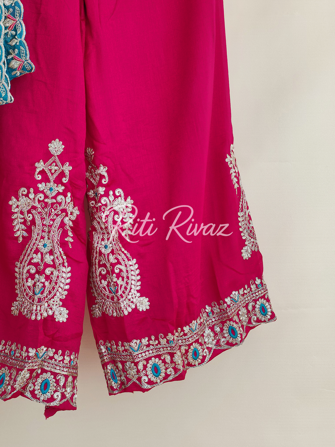 Charming Pink Color Vichitra silk Fabric Heavy Embroidery Thread And Sequence Work Top , Palazzo, Dupatta Ready to wear Suit, Pakistani Suit